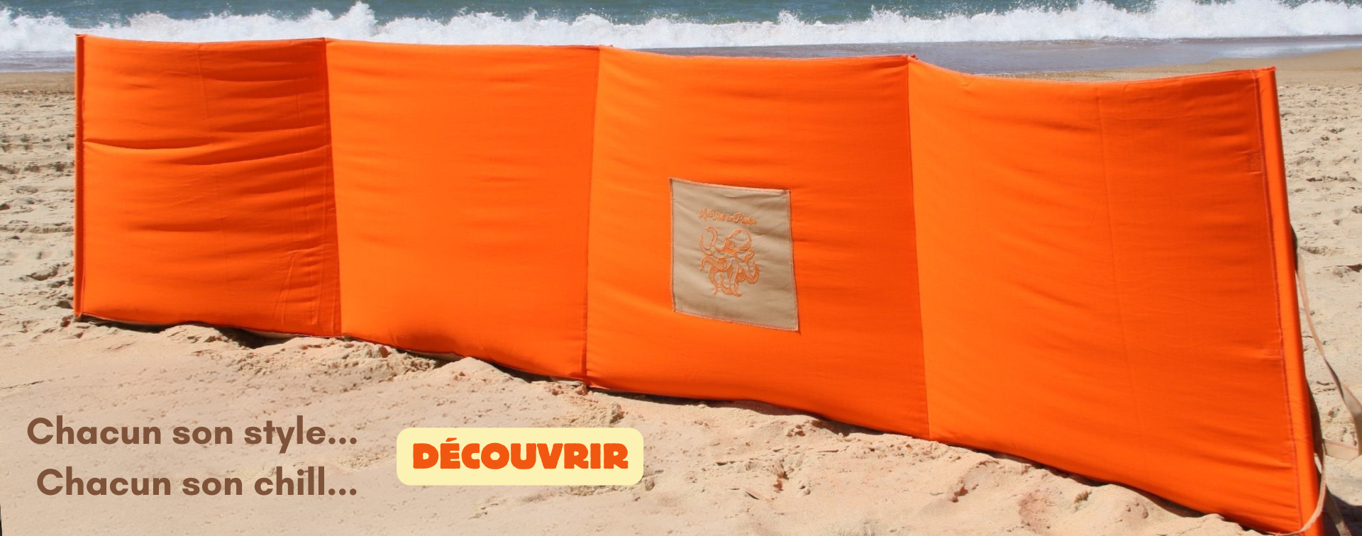 Paravent pour la plage en bois et toile